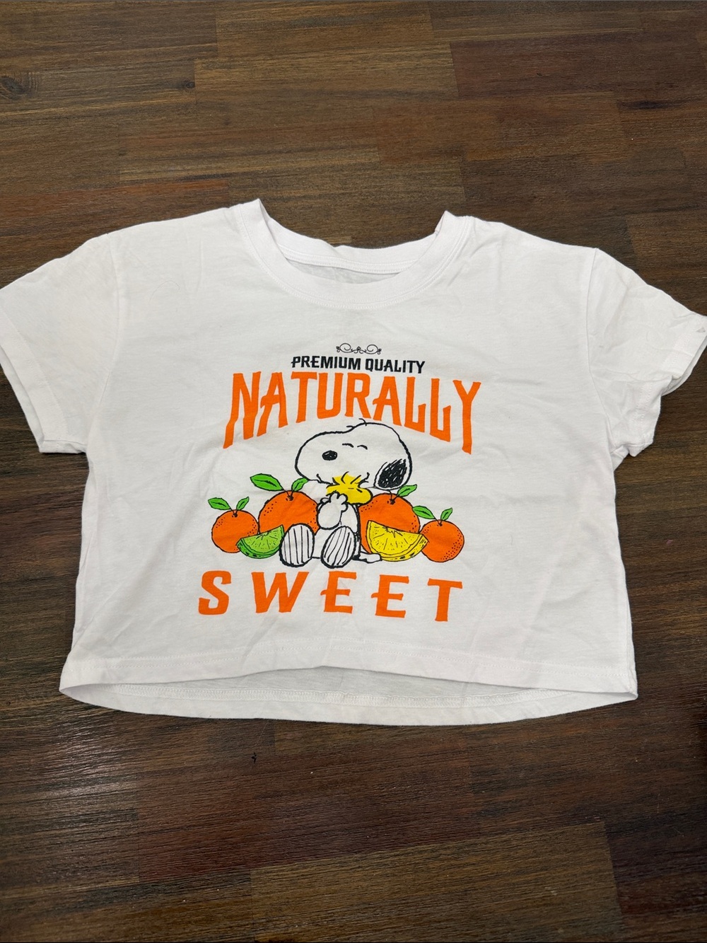 Peanuts White Tee with Orange Striped Graphic